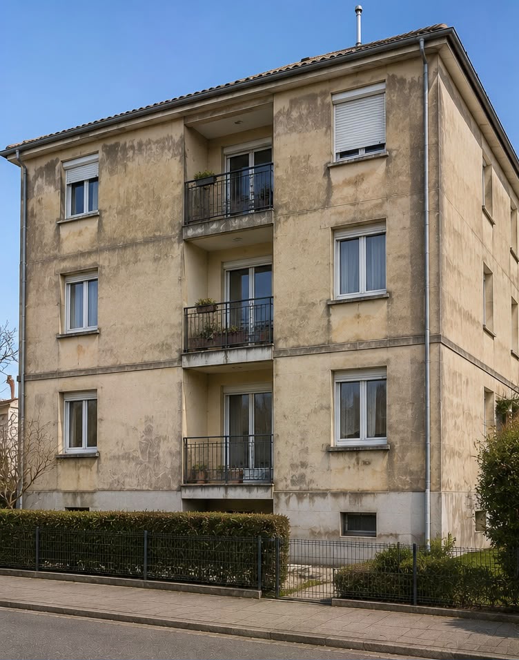 Façade avant pose d'isolation thermique extérieure